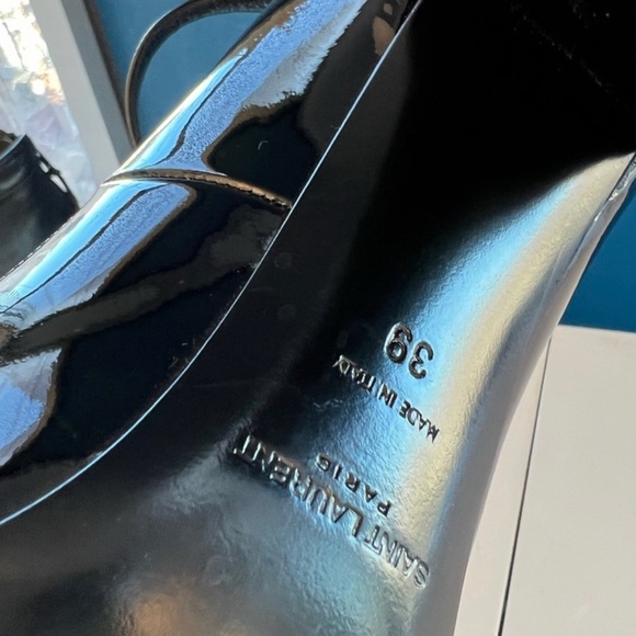 Saint Laurent black patent leather ankle block heeled shoes - Picture 3 of 7